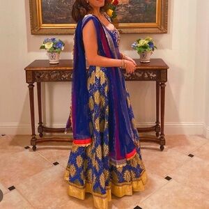 Indian Lehenga (Blue & Gold) - Bollywood dress